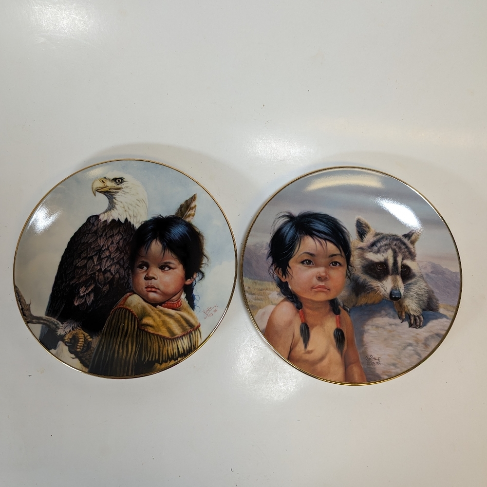 1986 Dark Eyed Friends Pride of America's Indians Plate by Perillo 1597J & 2382F